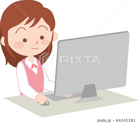 パソコン操作をする女性会社員 64245391