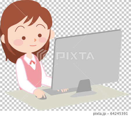 パソコン操作をする女性会社員 64245391