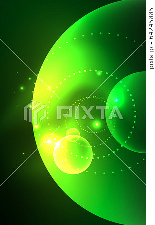 Neon shiny transparent glowing circles with light effects. Techno futuristic vector abstract background For Wallpaper, Banner, Background, Card, Book Illustration, landing page 64245885