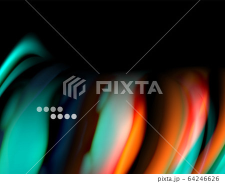 Silk smooth lines on black, liquid fluid color waves. Vector Illustration 64246626