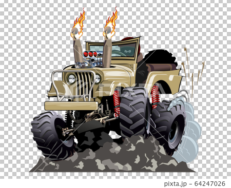 Vector Cartoon 4x4 car hot rod isolated 64247026