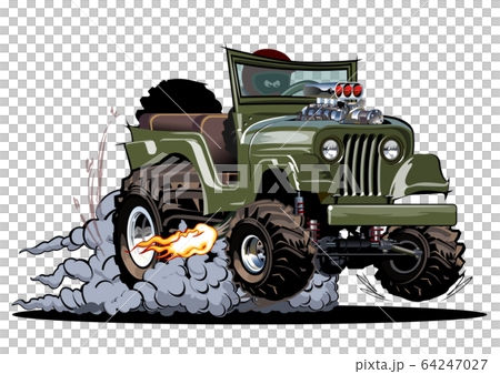Vector Cartoon 4x4 car hot rod isolated 64247027