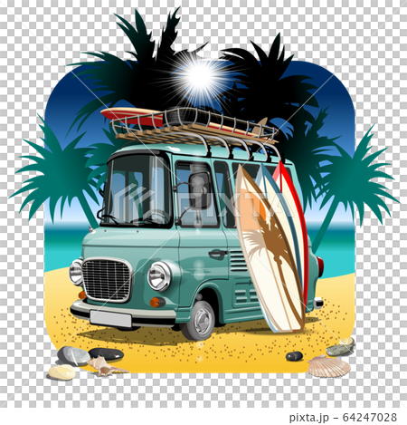 Vector Cartoon Retro Camper Van Vector Cartoon Retro Camper Van 64247028
