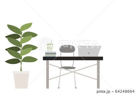 観葉植物を置いた部屋のイラストのイラスト素材
