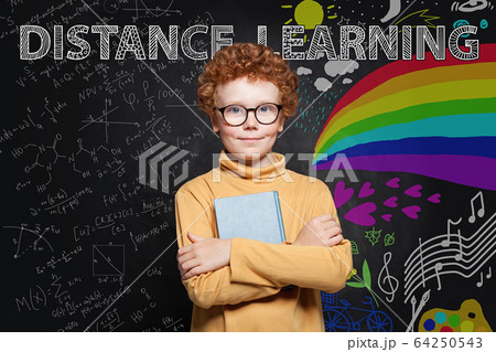 Distance education concept with happy smart 64250543