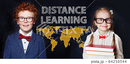 School kids and distance education concept  64250544