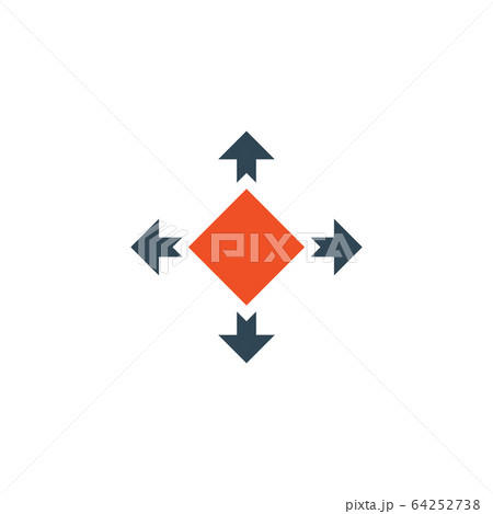 Delivery logistic package with four arrows in different directions. Stock Vector illustration isolated on white background. 64252738