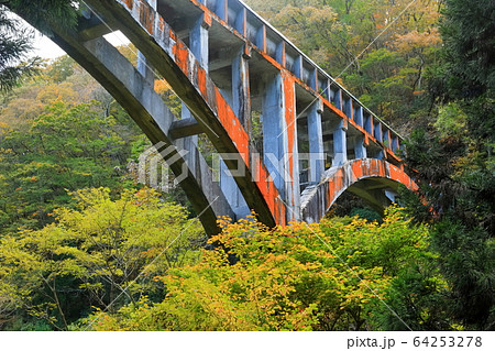 【茨城県】花貫川第一発電所第3号水路橋の紅葉 64253278