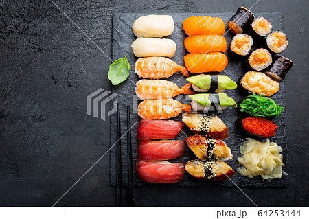 Set of sushi and maki 64253444