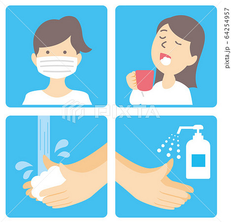 washing hands mask gargling illustration vector 64254957