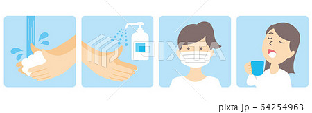 washing hands mask gargling illustration vector washing hands mask gargling illustration vector 64254963