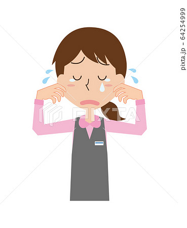 女性 受付 事務員 事務職 店員 上半身 泣く 悲しいのイラスト素材