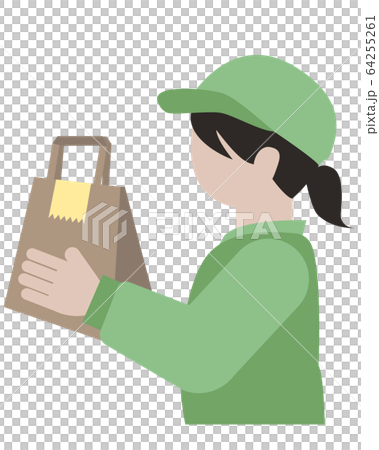 Delivery lady delivering luggage Delivery lady delivering luggage 64255261