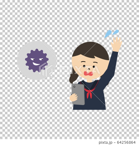 スマホ ウイルス 女子中学生のイラスト素材 64256864 Pixta