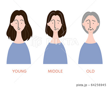 年齢による髪 見た目の変化 女性のイラスト素材