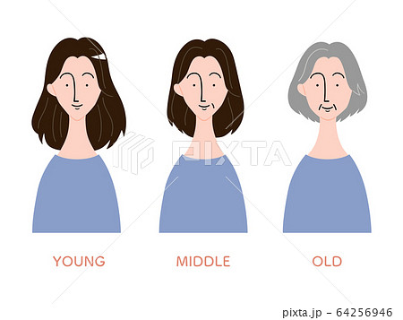年齢による髪 見た目の変化 女性のイラスト素材