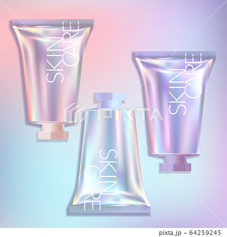 Vector Short Holographic Tube Hand Cream CC Cream Foundation Beauty Makeup Skincare Medical Medicated Repair Cream Unicorn Mermaid Theme Sweet Girl Packaging 64259245