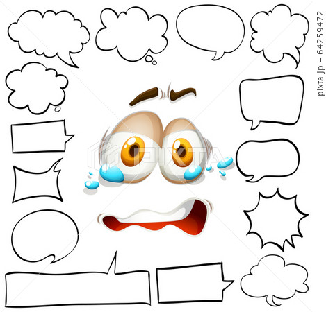 Different shapes of speech bubbles and crying face 64259472