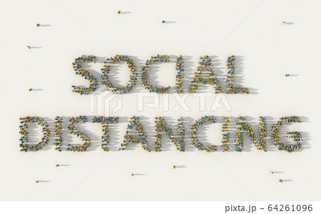 Large group of people forming Social Distancing 64261096