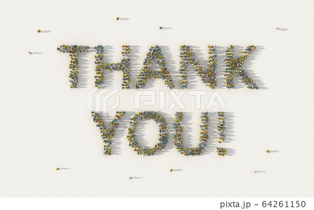 Large group of people forming the phrase Thank you 64261150