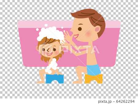 Bath, parent and child, girl Bath, parent and child, girl 64262294