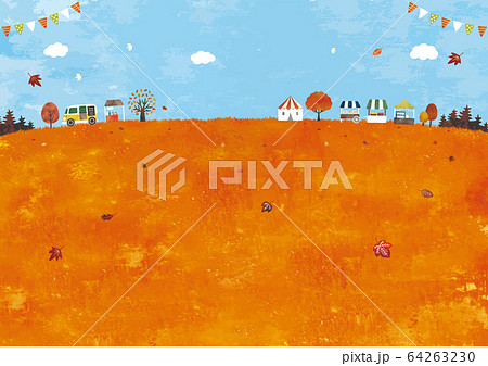 秋の草原とマルシェ青空 秋の草原とマルシェ青空 64263230