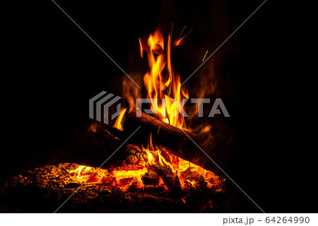 Camp fire in dark background, Fire from Burning Camp fire in dark background, Fire from Burning 64264990