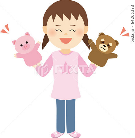 子どもとパペットのイラスト素材