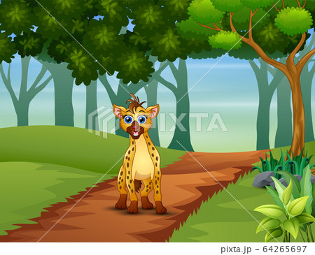 A hyena walking in the forest 64265697