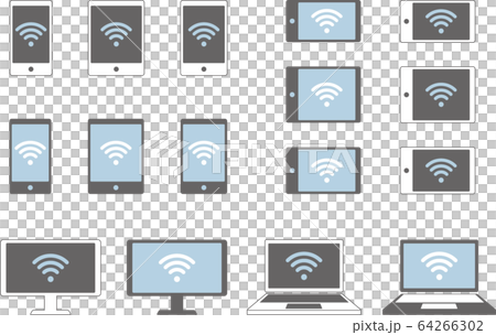 Wi-Fi 無線LAN スマホ・PC アイコンセット Wi-Fi 無線LAN スマホ・PC アイコンセット 64266302