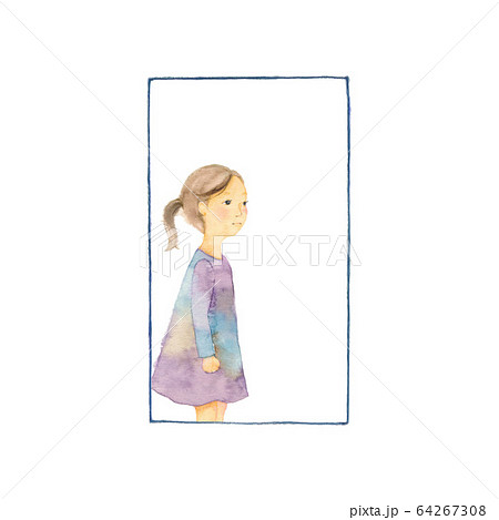 孤独な少女、窓 64267308