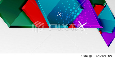 Metal glossy shiny geometric shapes with 3d effect composition. Techno futuristic vector abstract background For Wallpaper, Banner, Background, Card, Book Illustration, landing page 64269169