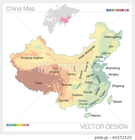 中華人民共和国の地図のイラスト素材