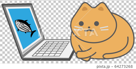 猫 パソコンのイラスト素材