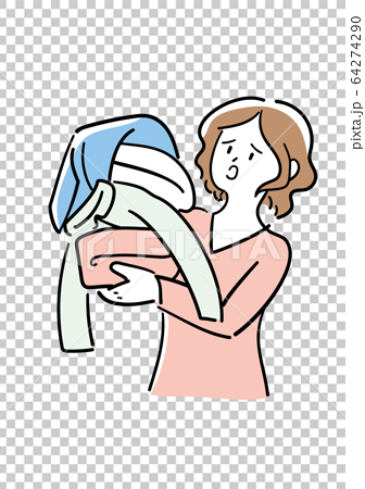 A Woman In Trouble Holding A Pile Of Laundry Stock Illustration