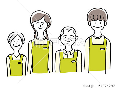 エプロンを付けた老若男女 64274297