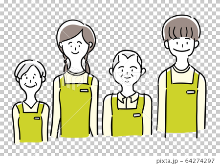 エプロンを付けた老若男女 64274297