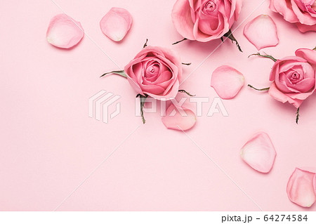 Floral monochrome composition of rose buds and 64274584