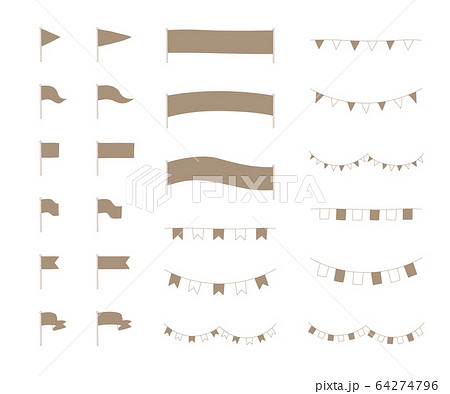 旗のおしゃれな手書き風の見出し装飾 素材 イラスト フレーム セットのイラスト素材
