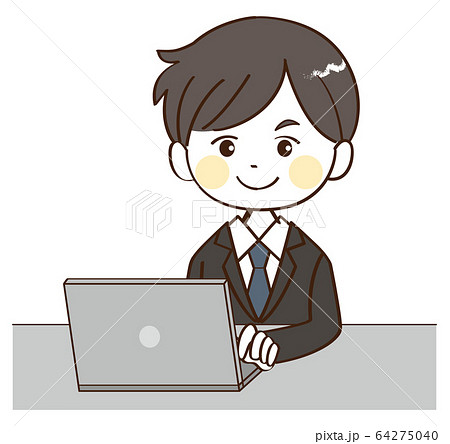 男性、事務、笑顔 64275040