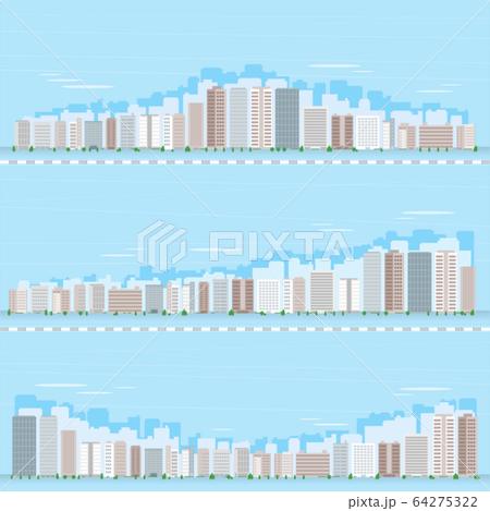 沢山のビル群 背景素材のイラスト素材 64275322 Pixta