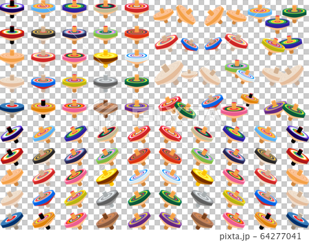 イラスト素材 コマ こま 和風 工芸品 おもちゃ 年賀状素材 ベクターのイラスト素材