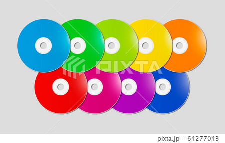 Colorful rainbow CD - DVD range on grey background 64277043