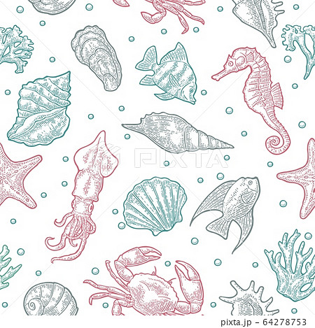 Seamless pattern sea animal. Seamless pattern sea animal. 64278753