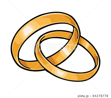 Two golden wedding rings. Color vector flat illustration 64278778