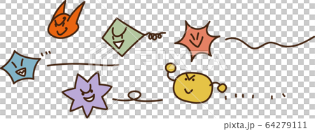 いろいろなバイ菌たちが元気に侵入しているイラスト 64279111