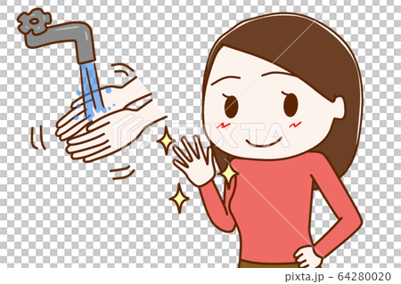 手を洗って清潔にする女性 手を洗って清潔にする女性 64280020