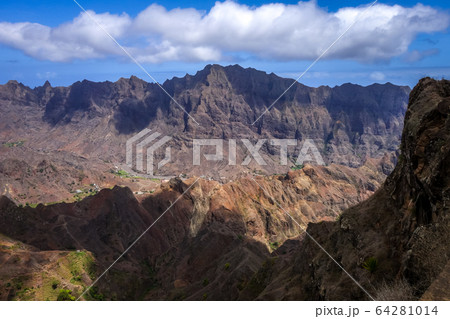 Mountains landscape panoramic view in Santo Antao 64281014