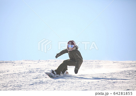 女性スノーボーダーの写真素材