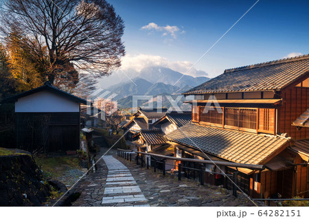 Magome juku at sunrise, kiso valley Magome juku at sunrise, kiso valley 64282151